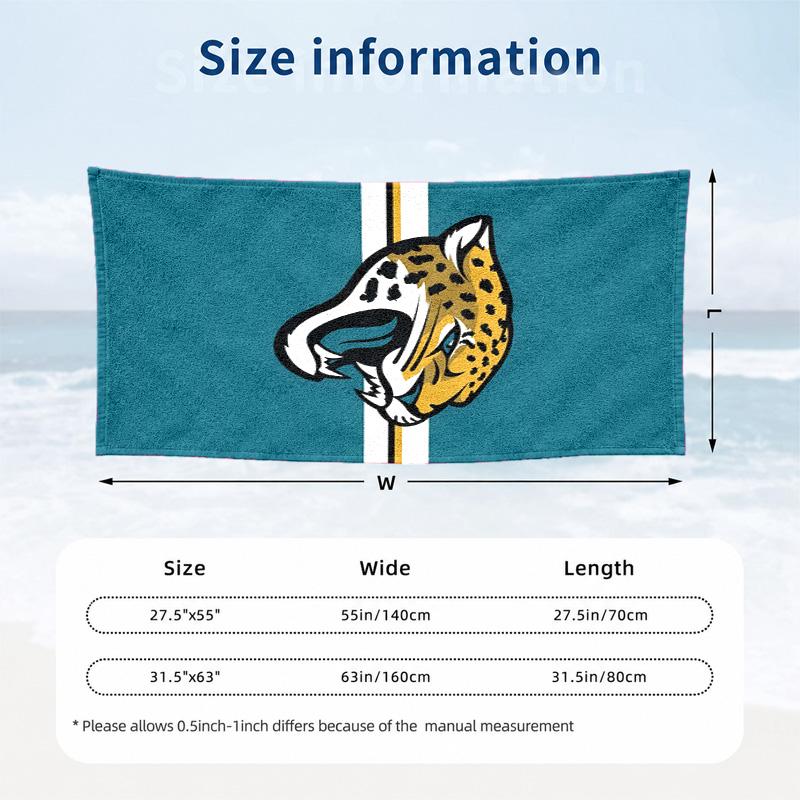 Jacksonville Jaguars Beach Towel Quick Dry Sand Free Lightweight Beach Towels for Travel Swimming Camping