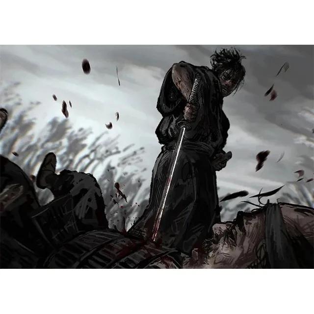 Japan Samurai Musashi Vagabond Black White Canvas Prints Poster Modern Wall Art for Living Room Bedroom Home