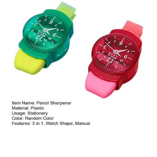 2 шт. точилки для карандашей с ластиками-кисточками, симпатичные в форме часов, многофункциональные, острые лезвия, заточка, пластиковые, 3 в 1, для школьников, режущие машинки