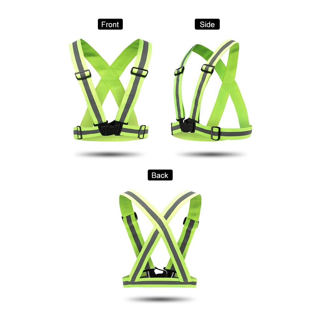 High Visibility Elastic Reflective Vest Belt Fluorescent Green Safety Strap for Night Running