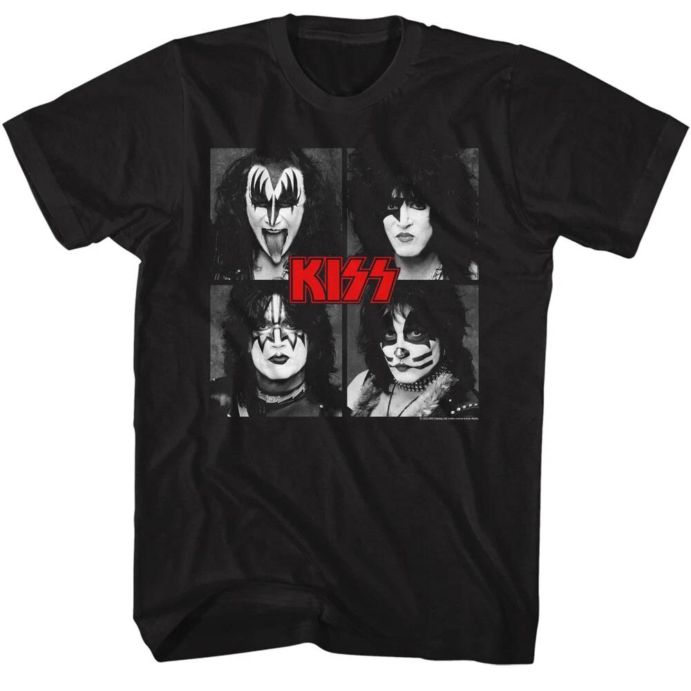 Kiss 4 Square Photos 2 New Members Men's T Shirt Metal Music Band Merch