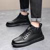 Fashion Autumn Winter Platform High-top Men's Sneakers Designer Soft-soled Leather Warm Cotton Shoes Man Fashion Zapatos Para Hombre
