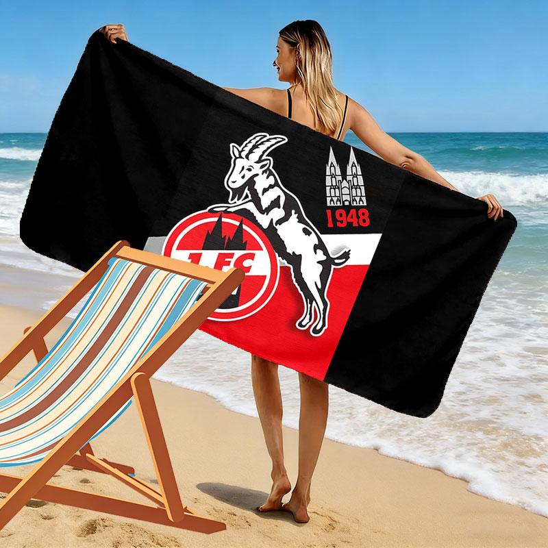 FC Köln Logo Print Beach Towel, Large Soft Quick Dry Towel for Beach Camping Swimming