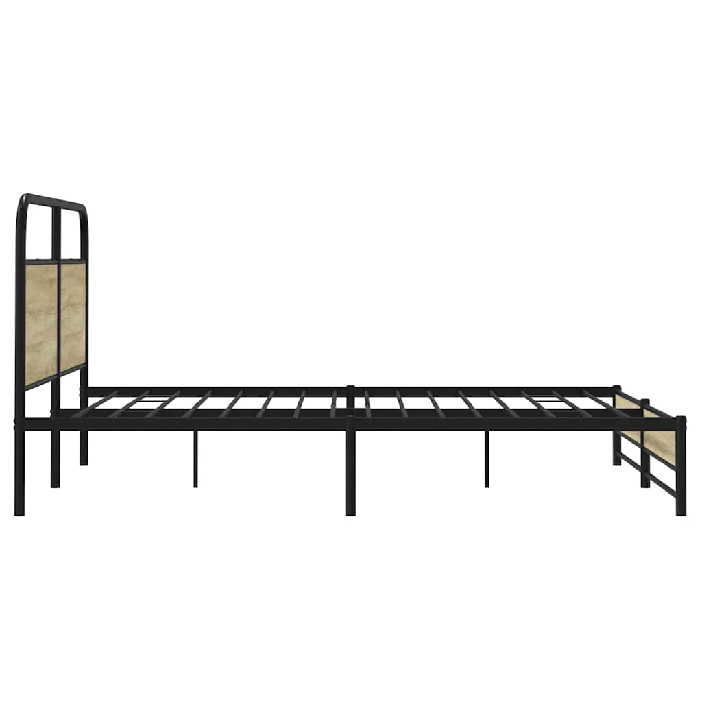 Metal Bed Frame without Mattress Sonoma Oak Finish 193 x 203 cm