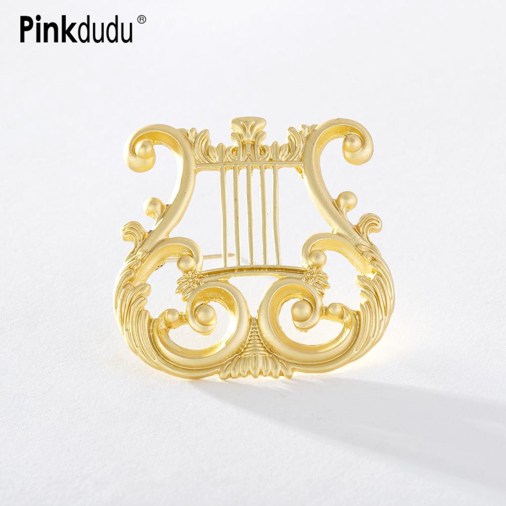 Pinkdudu Fashion Classical Elegant Harp Brooch Romantic Luxury Music Art Creative Brooch Pins for Women Jewelry Gifts PD1269