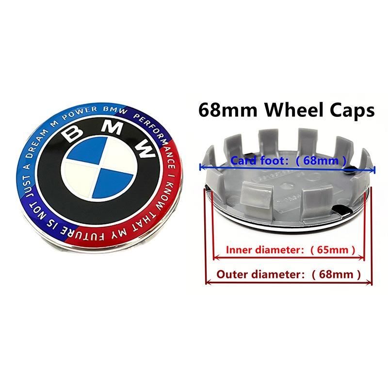 BBIQ7 Car Wheel Center Cap Hub Covers Hood Front Rear Trunk Emblem For BMW 50TH Anniversary X3 X5 M2 M3 M4 M5 1/3/5/7/6 Series E46 E39