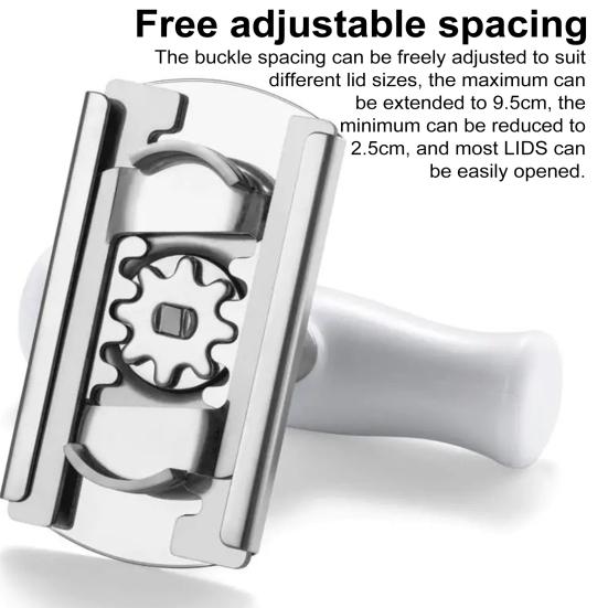 Jar Opener Adjustable Stainless Steel Lid Opener Easy Twist Gear Design Can Opener with Ergonomic Handle