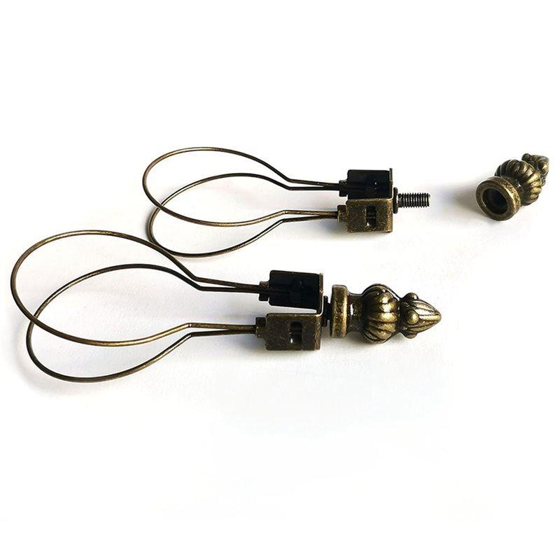B02C-Brass Lampshade Adapter Clip On For Light Bulb Clip Includes Decoration Finial, Spring Clip For Light Bulb