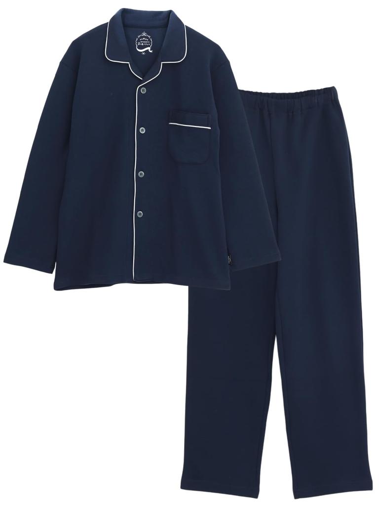 Пижама Kaitak Family 5-звездочного отеля, Мужская Унисекс Супер Картонная Вязаная Рубашка, Длинный Рукав, Осень/Зима, Размеры M, L, LL (Л, Военно-Морской Флот)