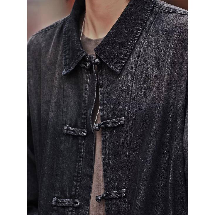 Летняя новая джинсовая куртка в китайском стиле в винтажном стиле для мужчин и женщин, свободный джинсовый топ с ретро-пуговицей