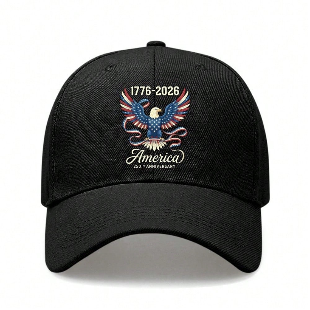 [Patriotic Baseball Cap] 250Th Anniversary Eagle Print Polyester Adjustable Unisex Breathable Lightweight Sun Protection Curved Brim Outdoor Sports