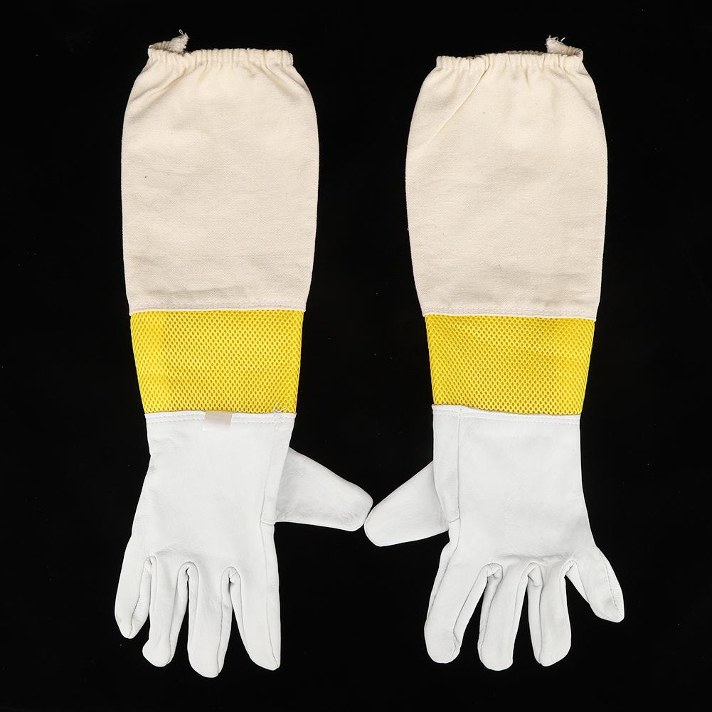 Pair of Beekeeping Protective Gloves with Long Mesh Sleeve Unisex for Beginner BeekeeperXXXL