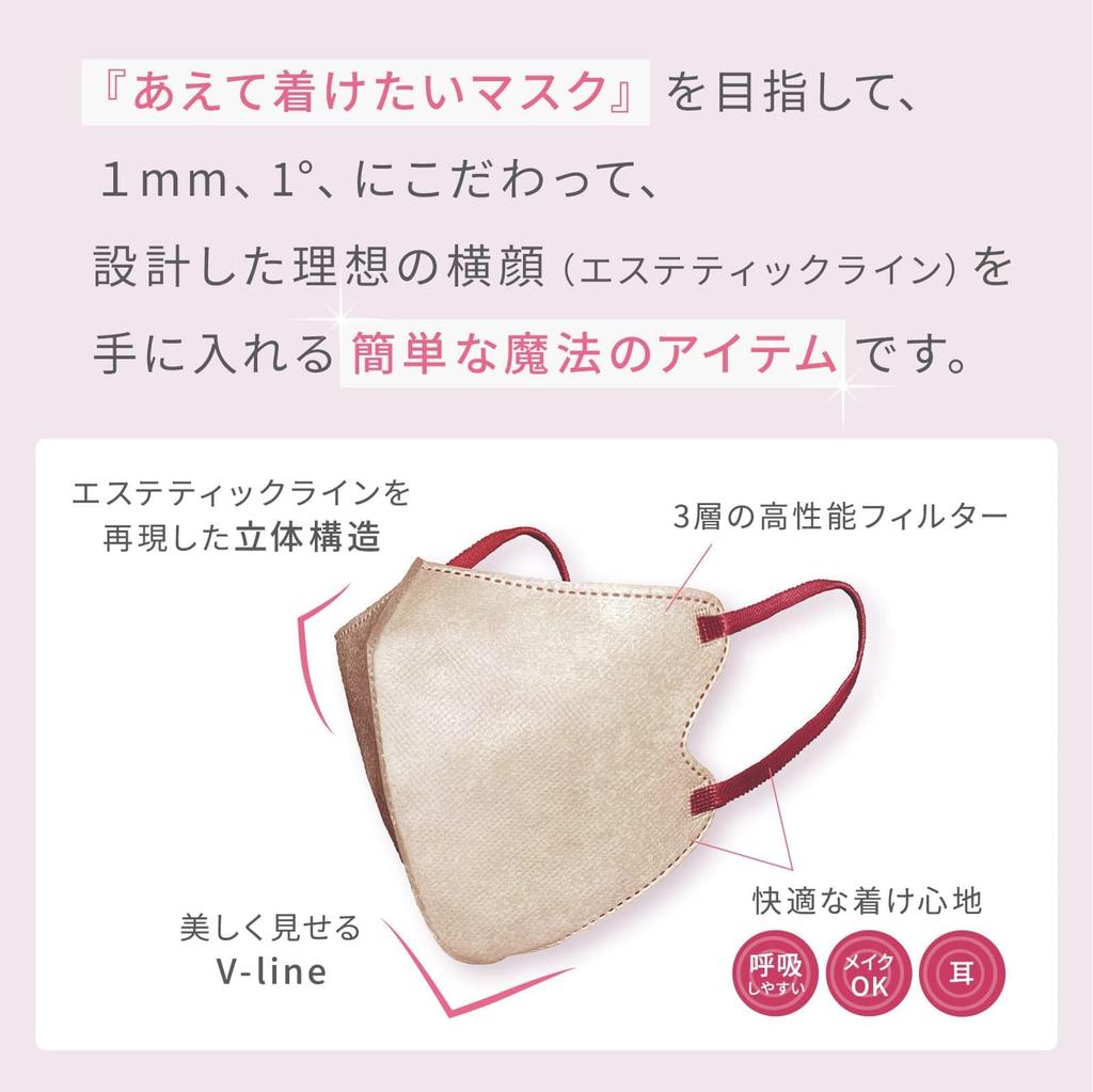 Nonwoven 30 Regular 3D Face Slimming Makeup Color Mask Beige x [Mask Habit] E-line Masks, count, Size, Mask, Effect, Resistant, (Pink Brown)