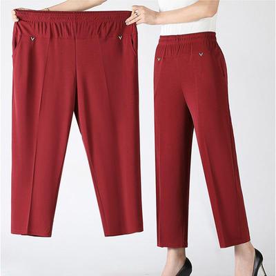 Женские брюки летние повседневные свободные супер большие тонкие эластичные талии прямые брюки для женщин среднего возраста