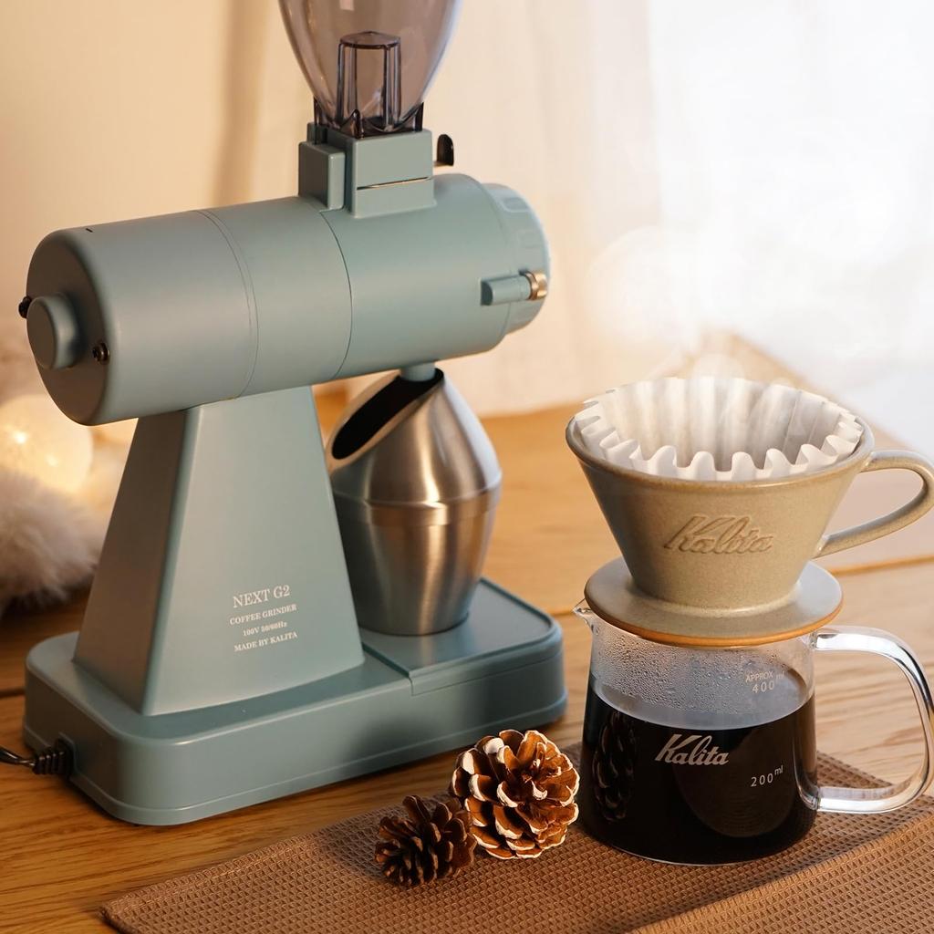 Кофемолка Kalita Kalita Электрический антистатический очиститель NEXTG2 Aqua Blue Кофемолка Сделано в Японии Тихая кофемолка Кофемолка для начинающих Интерьер небольшого кафе