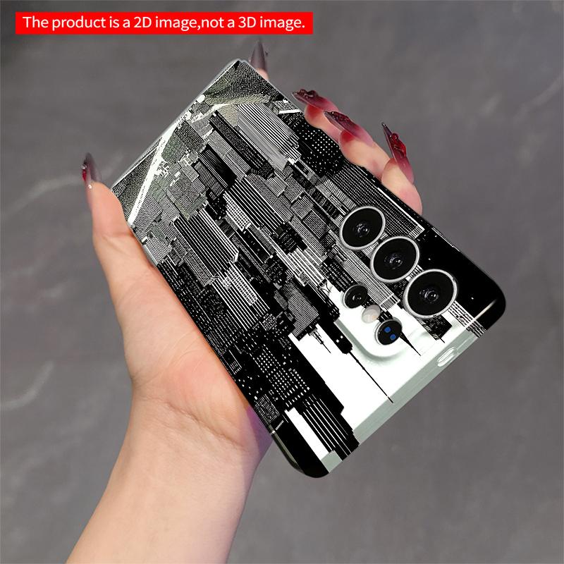 2DFlat Samsung phone case Urban Skyline Black & White Art Applicable to Galaxy S22 S23 S24 S25ULTRA S26 A12 A13 A14 A15 A16