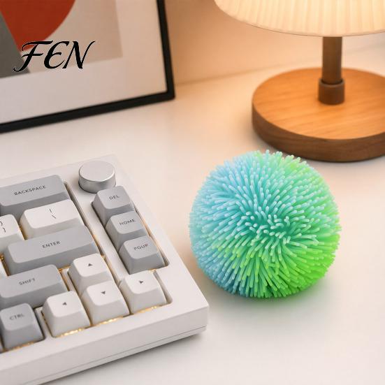 Stress Relief Toy Fuzz Ball Toy, TPR Fuzzy Squeeze Fidget Soft Tactile Anxiety Relieving Office Desk for Focus Aid, Hand Relaxation Exercise