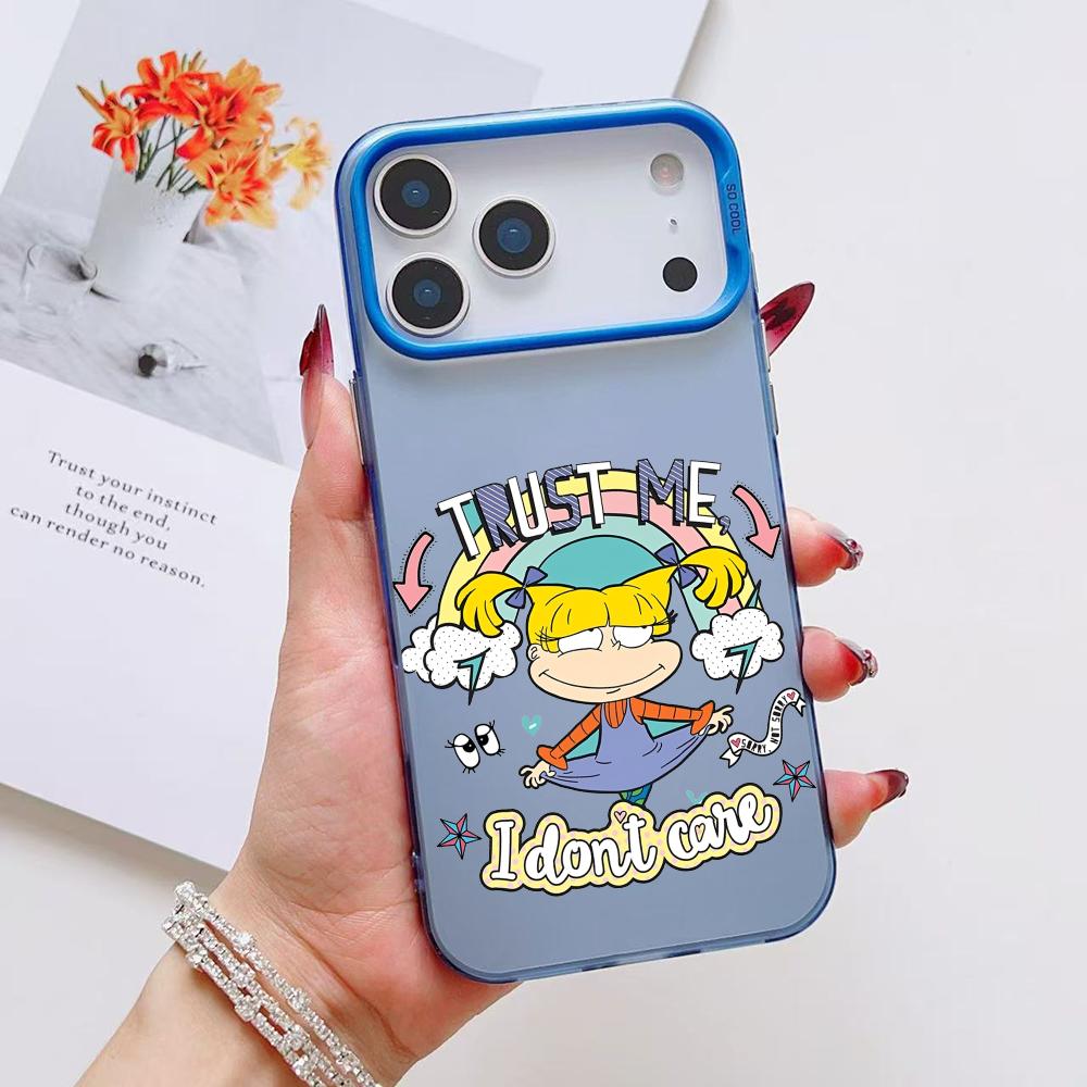 Смешной R-Rugrats Анжелика Чехол для телефона для iPhone 17 16 15 14 13 12 11 Pro Max Air Матовый Лазерный Аврора Ударопрочный Funda