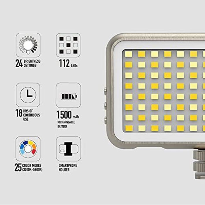 Lampe Vidéo LED - DIGIPOWER - DP-VL112 - 112 LED Réglable - 18 Heures D'utilisation - Compatible Smartphone