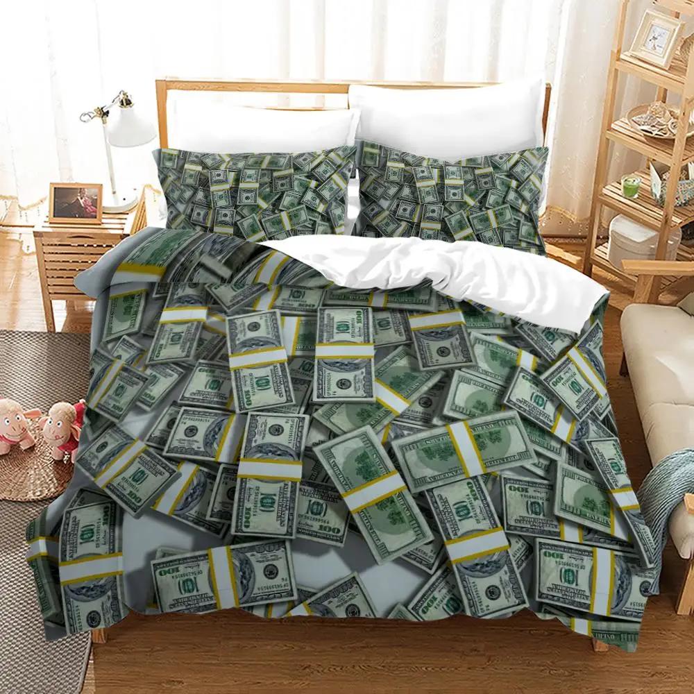 Комплект постельного белья Dollars 3D Print Banknotes Пододеяльник Домашний текстиль Single Twin Full King Size с наволочками Dropshipping