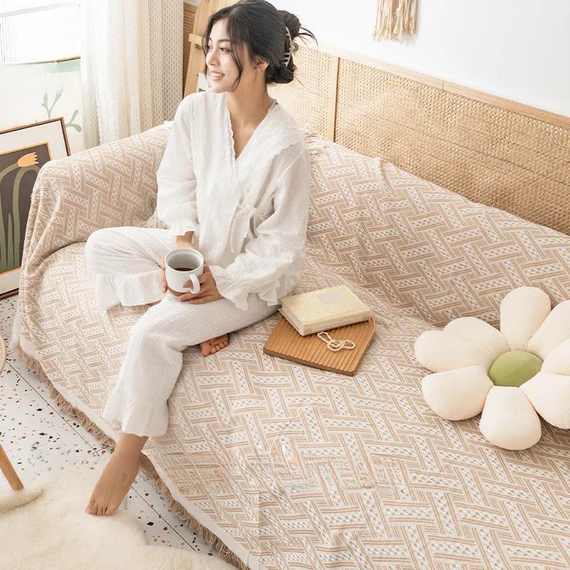 Чехол для дивана в богемном стиле для сдаваемой в аренду недвижимости Four Seasons, ткань с волнистым узором