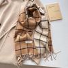 Double Sided Cashmere Shawl Tassel Scarf Windproof Wrapped Scarves Winter Women's Plaid Long Knitted Scarf Hijab Stole