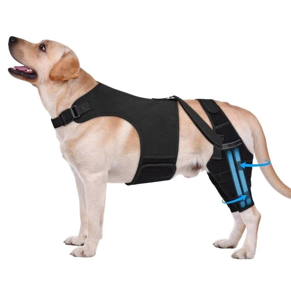 Adjustable Dog Knee Brace Breathable Comfortable Fit Elbow Protection Cover with 4 Stabilizers Anti-Licking Pet Leg Support