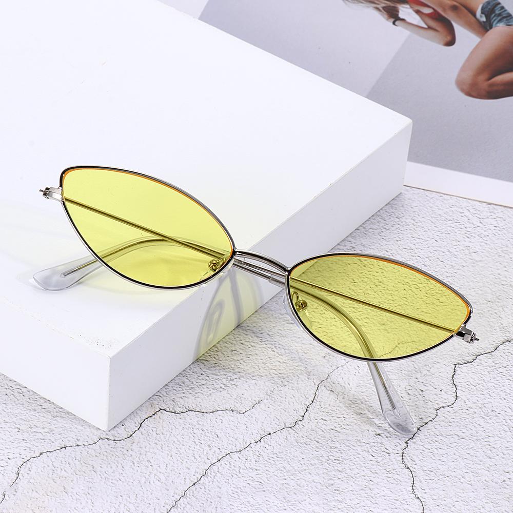 Classic Cat Eye Alloy Sunglasses Woman Brand Designer Small Frame Sun Glasses Female Vintage Metal Triangle Oculos Feminino