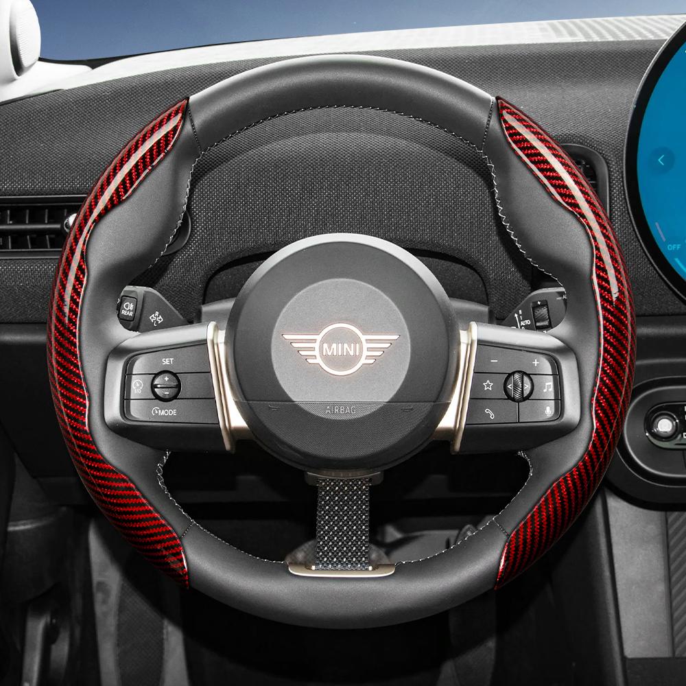 Suitable for Mini Carbon Fiber Texture Steering Wheel Cover with Segmented Quick-Release Design, Durable, for Models Such as Cooper 3-Door Countryman