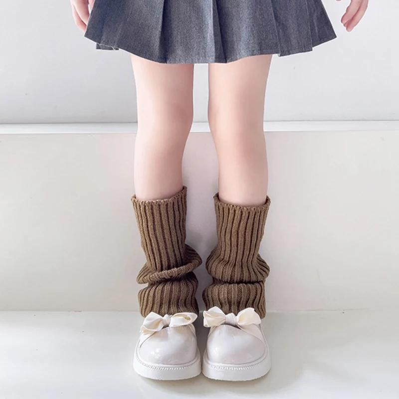 Sweet Girls Candy Color Korean Kids Leg Warmers Knitted Foot Cover Children Solid Autumn Winter Elastic Versatile Elephant Socks