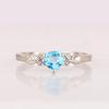 925 Sterling Silver Swiss Blue Topaz Heart Ring Diamond Accent Rhodium Plated Women Jewelry Size 8.75