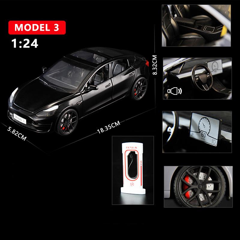 1:24 Модель X Модель Y Tesla Model 3 Литой из сплава Игрушечная модель автомобиля Звук и свет Детская игрушка Коллекционные предметы Подарок на день рождения