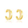 Modern Pavé Band Ear Cuff Earrings - Sterling Silver Yellow Plated