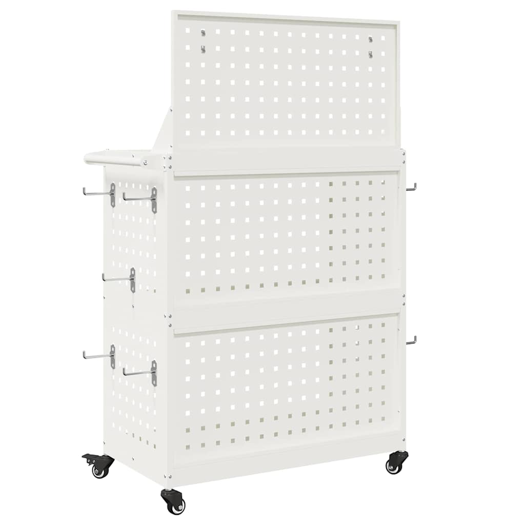 Tool Cart with Wheels White 65 x 35 x 111 cm Cold Rolled Steel