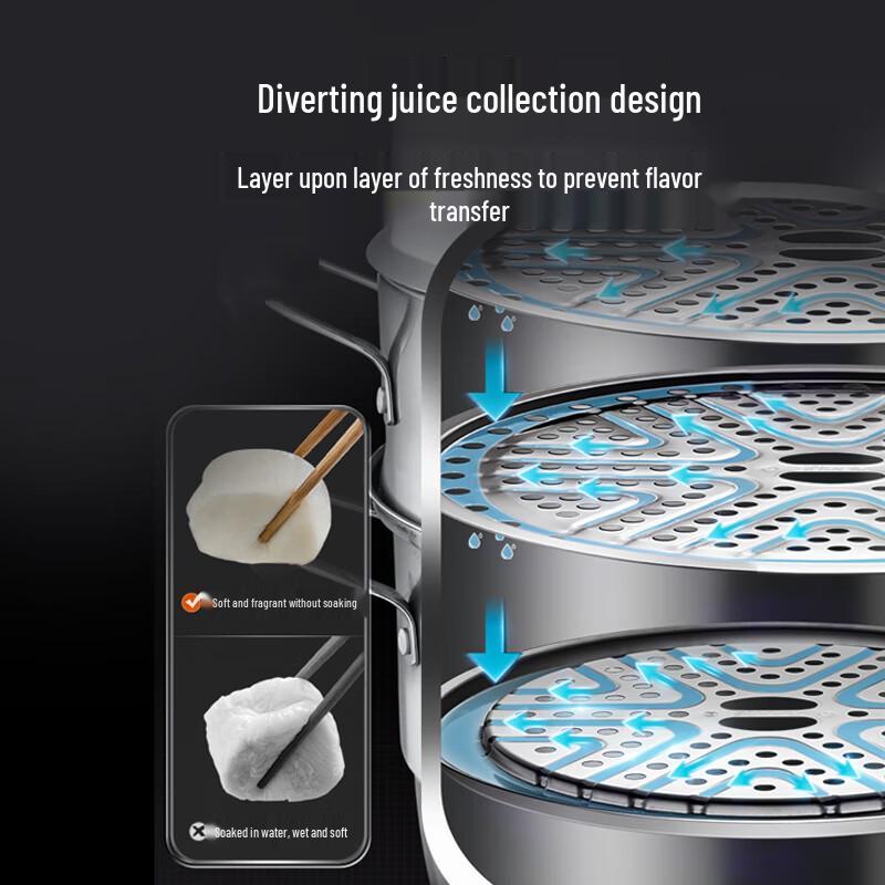 Supor 30cm 3-Layer 304 Stainless Steel Steamer