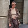 2025 Европейская Весна Ретро Женская Длинная Свободная Клетчатая Рубашка