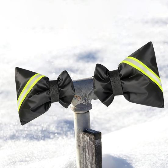 Winter Faucet Cover Outdoor Faucet Freeze Protection Cover Adjustable Waterproof Insulated Spigot Cover with Reflective Stripe for Garden Yard