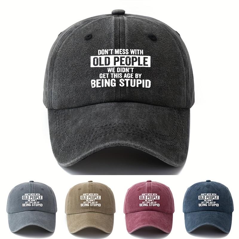 Outdoor Sun Protection Washable Baseball Cap with Printed Letters DON'T MESS WITH OLD PEOPLE Curved Brim Hat