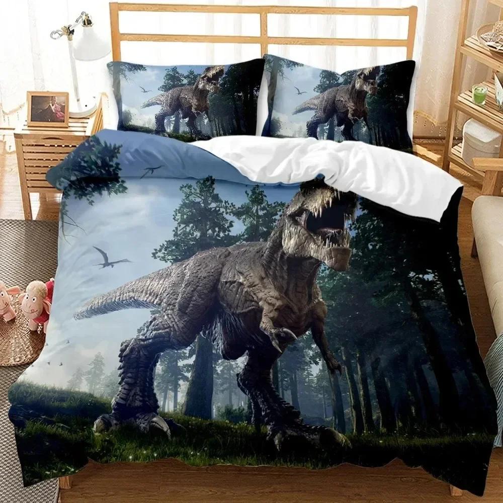 3D Print Dinosaur Jurassic Age Tyrannosaurus Rex Comfortable Duvet Quilt Cover Pillowcase Bedding Set Decoration Home Textile