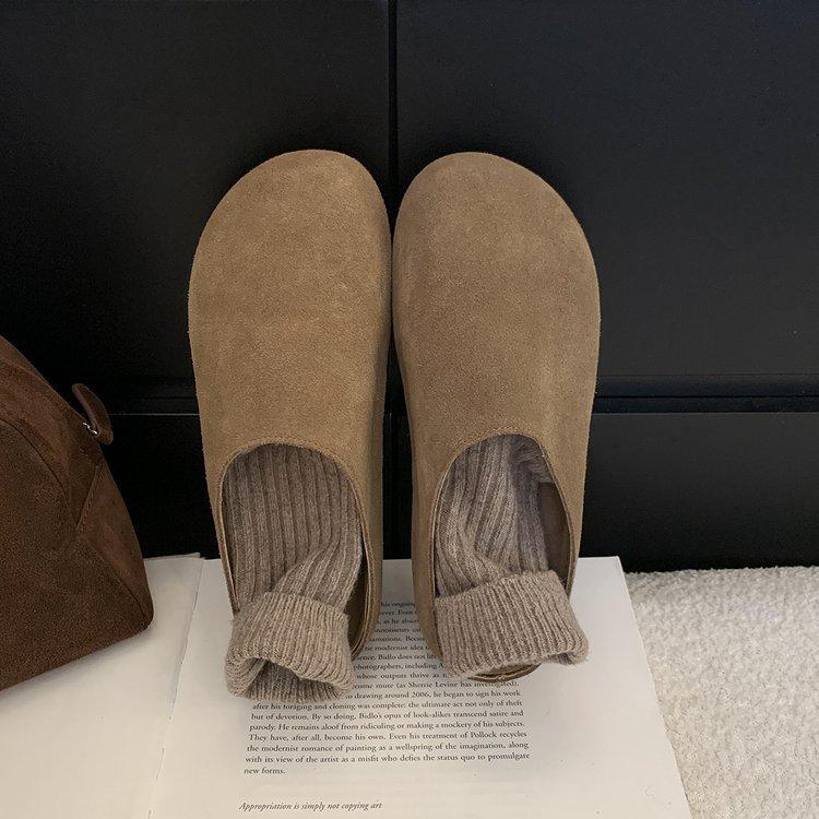 2024 осень новый мягкая подошва повседневный универсальный с юбкой полуфранцузский ретро сумка на голову тапочки женские