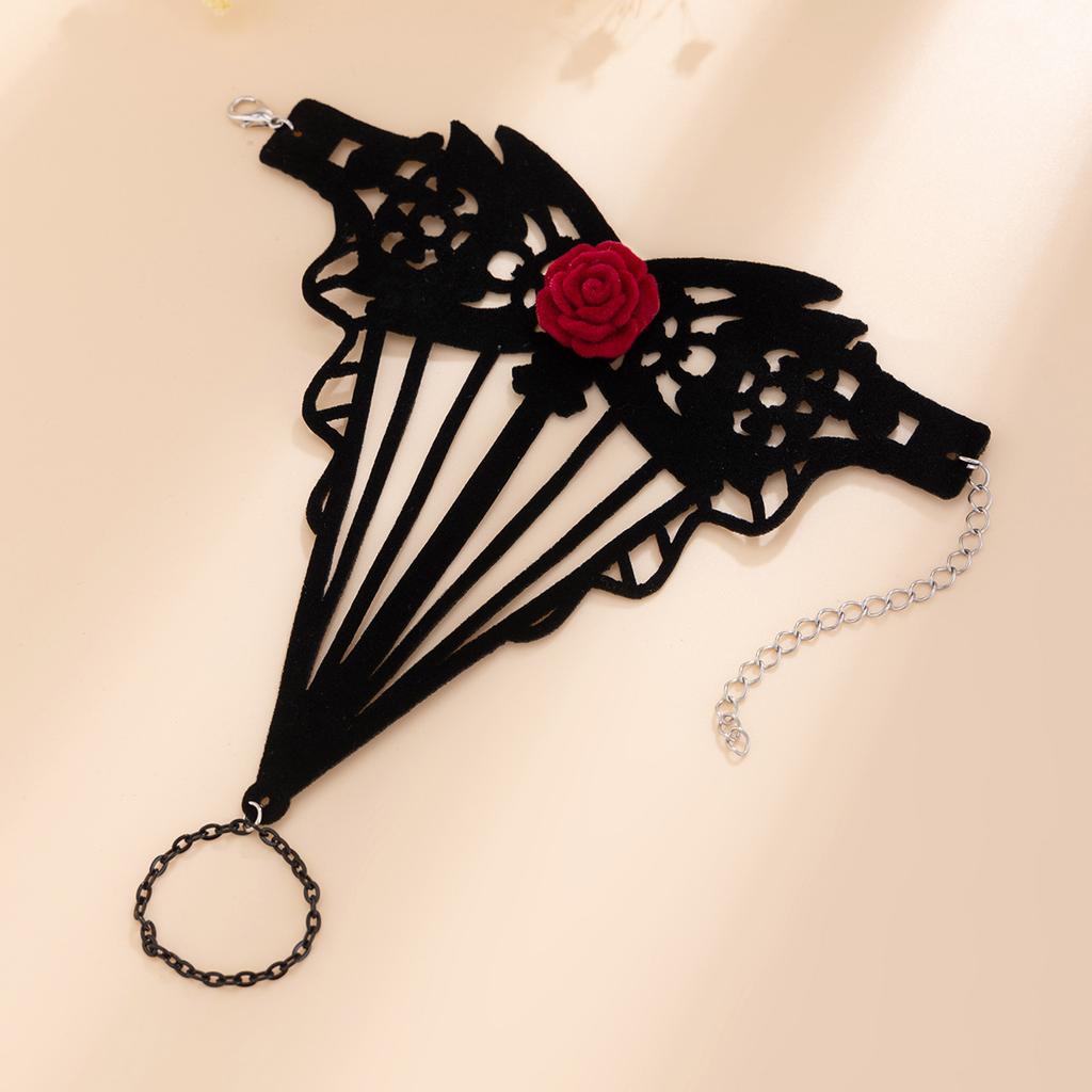 Сексуальные готические украшения с красными розами, персонализированный и креативный темный кружевной кружевной браслет на палец