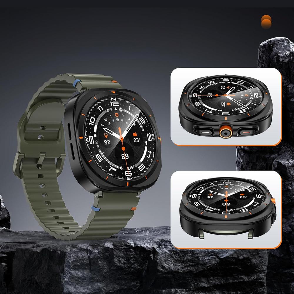 2in1 Case + Tempered Glass for Samsung Galaxy Watch 7 44mm, Black
