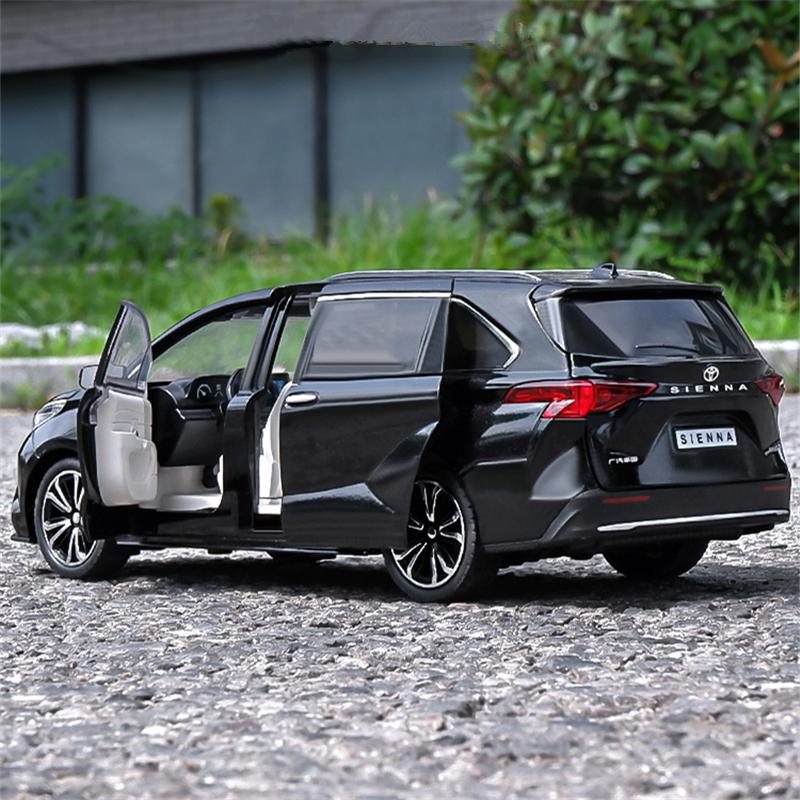 1:24 масштаба Toyota Sienna MPV, модель автомобиля из сплава, литье под давлением, металлическая игрушка, модель коммерческого автомобиля, имитация звука, свет, коллекция, детские подарки