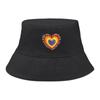 Bucket Hat With Concentric Heart Print , Colorful Valentine's Women's Cap Beach Trendy Unisex Basin Hat