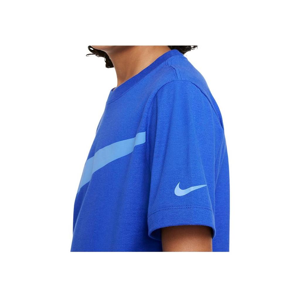 Nike Футболка с большим логотипом, круглым вырезом и короткими рукавами, детские топы, цвет Game-Royal DO1807-480
