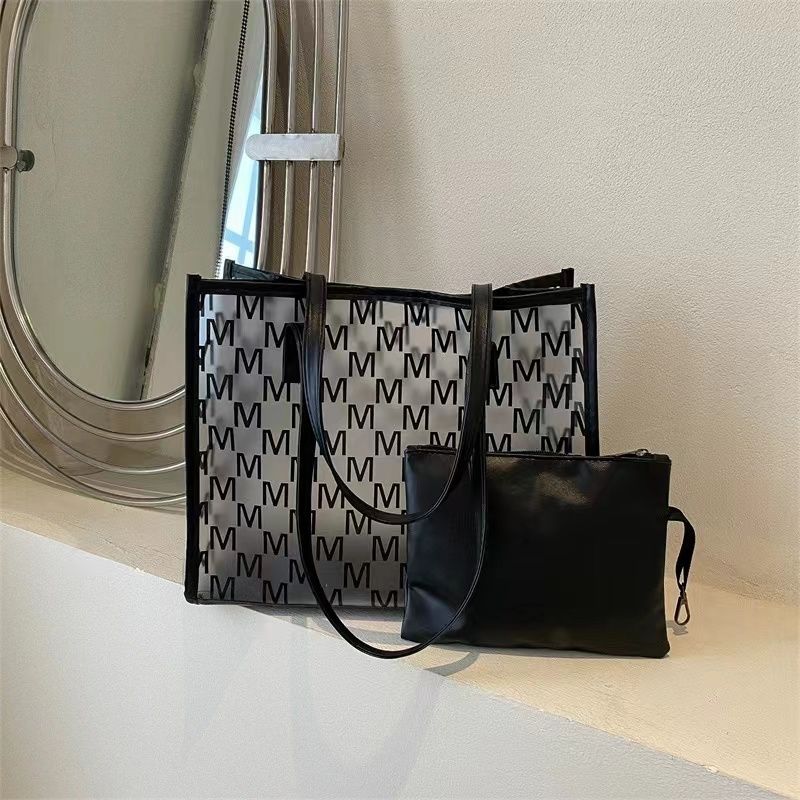 Прозрачная сумка большой вместимости, женская универсальная и стильная сумка через плечо, сумка-тоут, сумка-желе