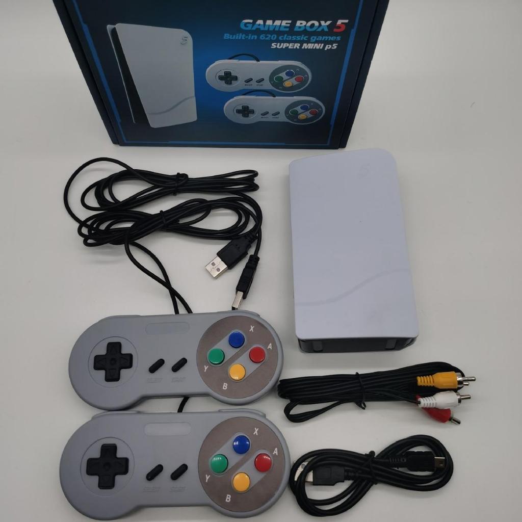 Ностальгическая красно-белая игровая приставка NES для телевизора с мини-контроллером PS5 и AV-кабелем