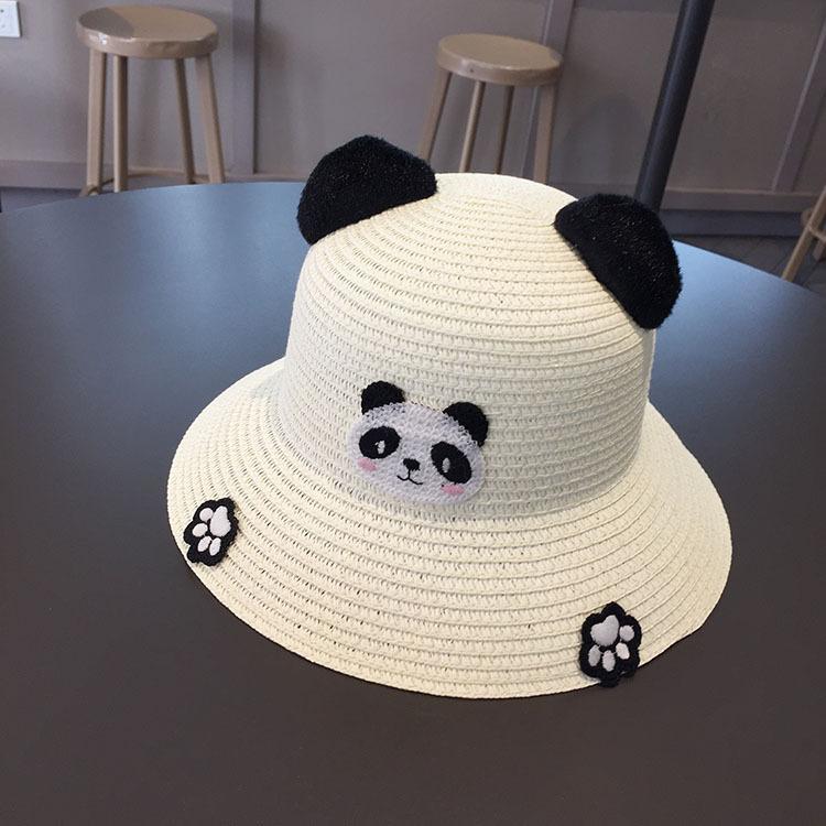 Cute Kids Sun Hat With 3D Cartoon Bear And Dinosaur Summer UV Protection Bucket Cap For Boys And Girls Straw
