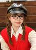 Autumn and winter PU retro octagonal hat children's British retro casual solid color cap showing a small face forward hat tide
