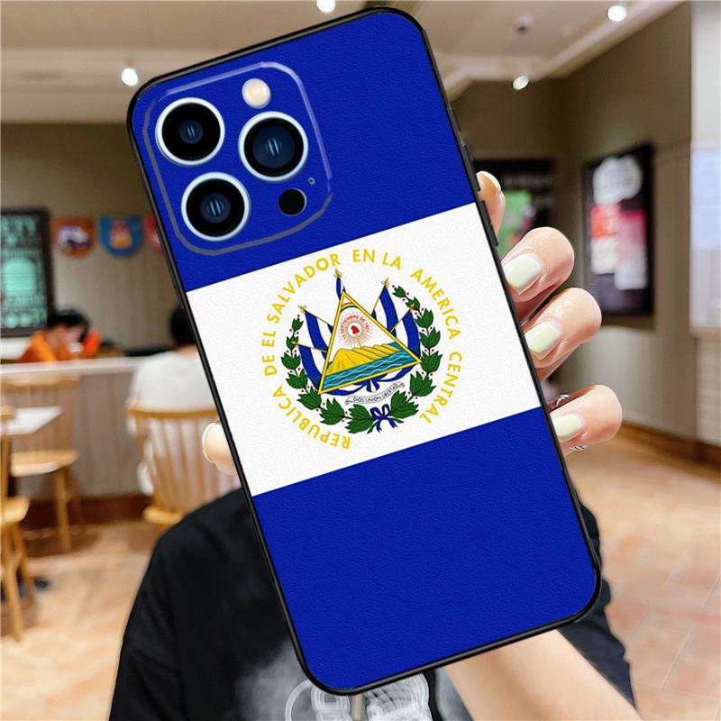 Чехол для телефона с флагом Сальвадора для iPhone 16 15 Pro Max 14 11 13 12 Mini 7 8 Plus X XR XS Max